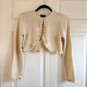 RALPH LAUREN Flower Girl L 12/14 Ivory Wool Bolero Cardigan Wedding Festive Soft